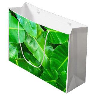 Green leaves Palm Leaf tropical foliage jungle  Large Gift Bag