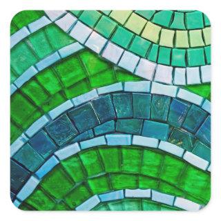 Green Mosaic Tiles Square Sticker