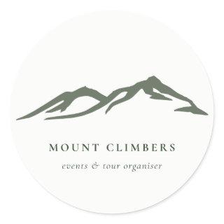 Green Mountain Silhouette Sketch Climbing Camping  Classic Round Sticker