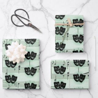 Green Music and Theater Greek Masks  Sheets