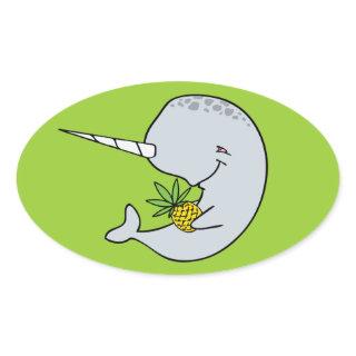 Green Narwhal Stickers