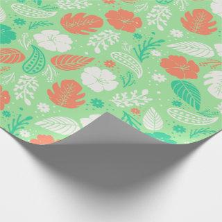 Green & Orange Tropical Foliage Pattern