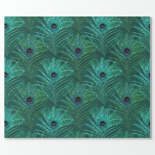Green peacock feather pattern from bird peacock