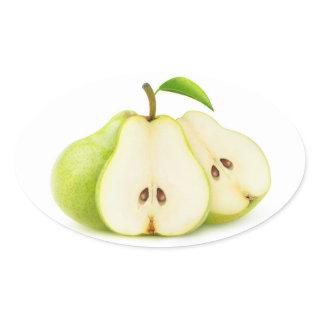 Green pears oval sticker