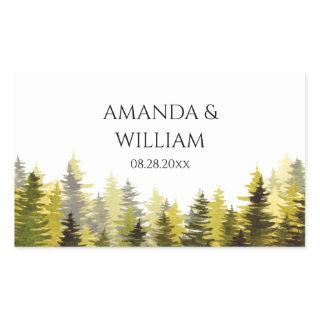 Green Pine Trees Wedding    Rectangular Sticker