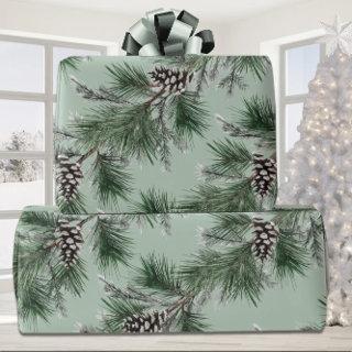 Green Pine White Cones Silver Spruce Garland Sage