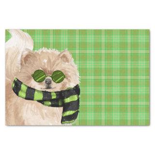 Green Plaid and Christmas Pomeranian Dog Tissue Paper