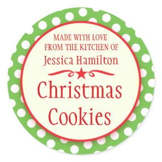 Green polka dots cookie swap baking gift stickers