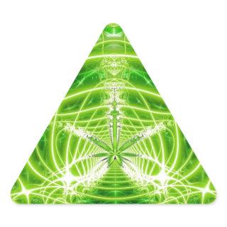 Green Pot Leaf Fractal Triangle Sticker