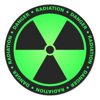 Green Radiation Warning Classic Round Sticker