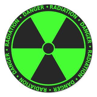 Green Radiation Warning Classic Round Sticker