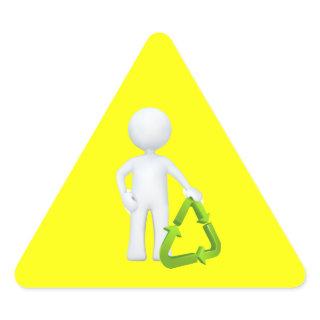 Green Recycle Symbol & Man Triangle Sticker