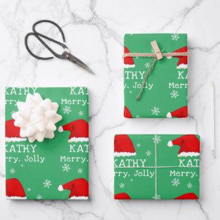 Green Red Santa Hat Snowflake Merry Jolly Kids   Sheets