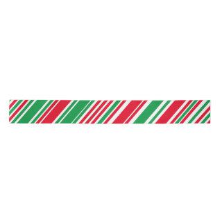 Green Red White Candy Stripe  Satin Ribbon