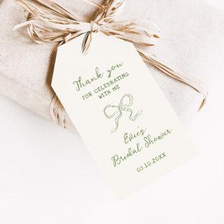 Green Ribbon Bridal Shower Gift Tags