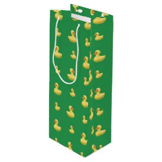 Green rubber duck pattern wine gift bag