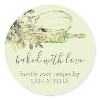 Green Rustic Rolling pin whisk Chef Bakery Classic Round Sticker
