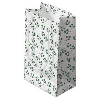 Green Shamrocks Pattern on White Small Gift Bag