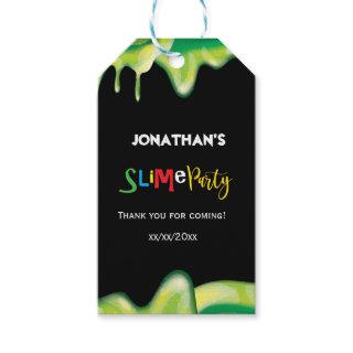 Green slime boys birthday party gift tags