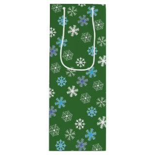 Green Snowflake Wine Gift Bag