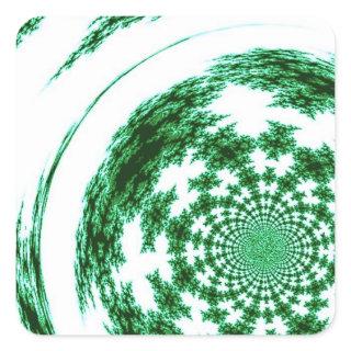 Green Spun Thread Square Sticker