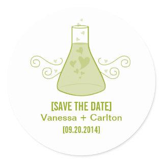 Green Sweet Chemistry Save the Date Stickers