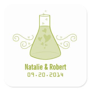 Green Sweet Chemistry Wedding Stickers