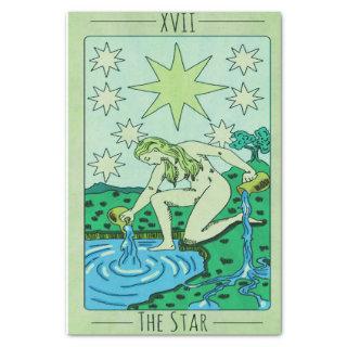 Green tint tarot cards star XVII major arcana Tissue Paper