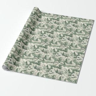 Green Toile Snowy Landscape