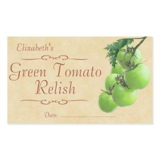 Green tomato relish or canning rectangular sticker