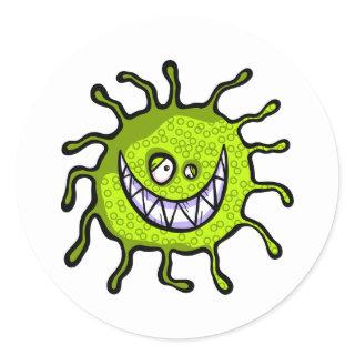 Green Toothy Bacteria Allergy Bug Classic Round Sticker