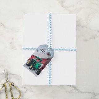 Green Tractor and Red Barn Gift Tags