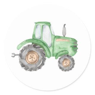 Green Tractor Birthday Sticker