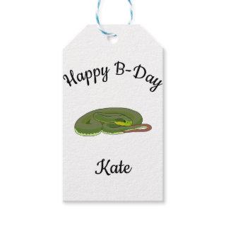 Green tree viper Happy B-day Gift Tags