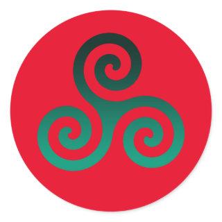 Green Triskele Vivid Red Classic Round Sticker