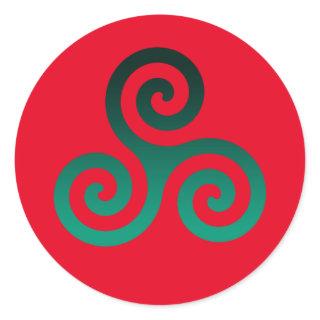 Green Triskele Vivid Red Classic Round Sticker