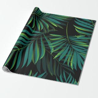 Green tropical palm leaves. Seamless pattern graph