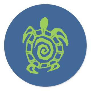 Green Turtle Pattern Classic Round Sticker