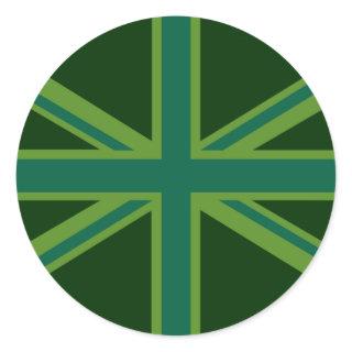 Green Union Jack Flag Decor Classic Round Sticker