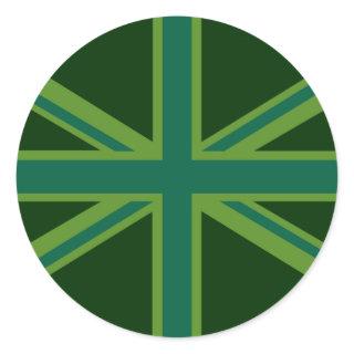 Green Union Jack Flag Decor Classic Round Sticker