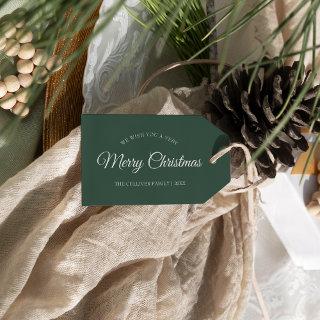 Green Very Merry Christmas Family Name Gift Tags