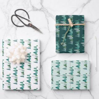 Green Watercolor Pine Tree Line Christmas Tree  Sheets