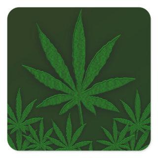 Green Weed Square Sticker