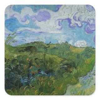 Green Wheat Fields by Vincent van Gogh Square Sticker