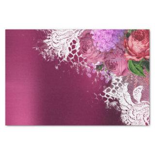 Green White Flower Pink Peony Gray Burgundy Floral Tissue Paper