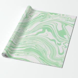 Green & White Marble Paper Swirls