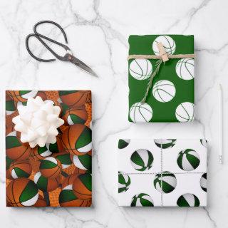 green white sports basketballs pattern gift  sheets