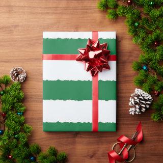 Green White Stripes Modern Faux Torn Christmas