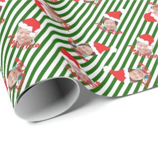 Green & White Stripes Santa Hats Custom Photo Wrap