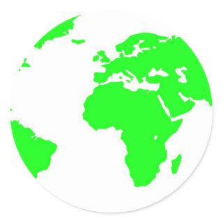 Green White World Map Classic Round Sticker